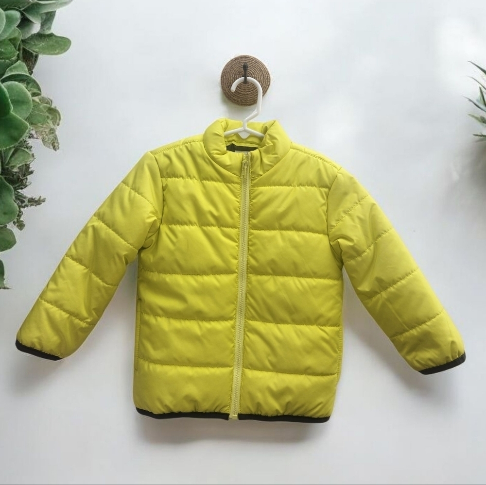 Crazy 8 Neon Yellow Unisex Full Zip Puffer Jacket Size 3T